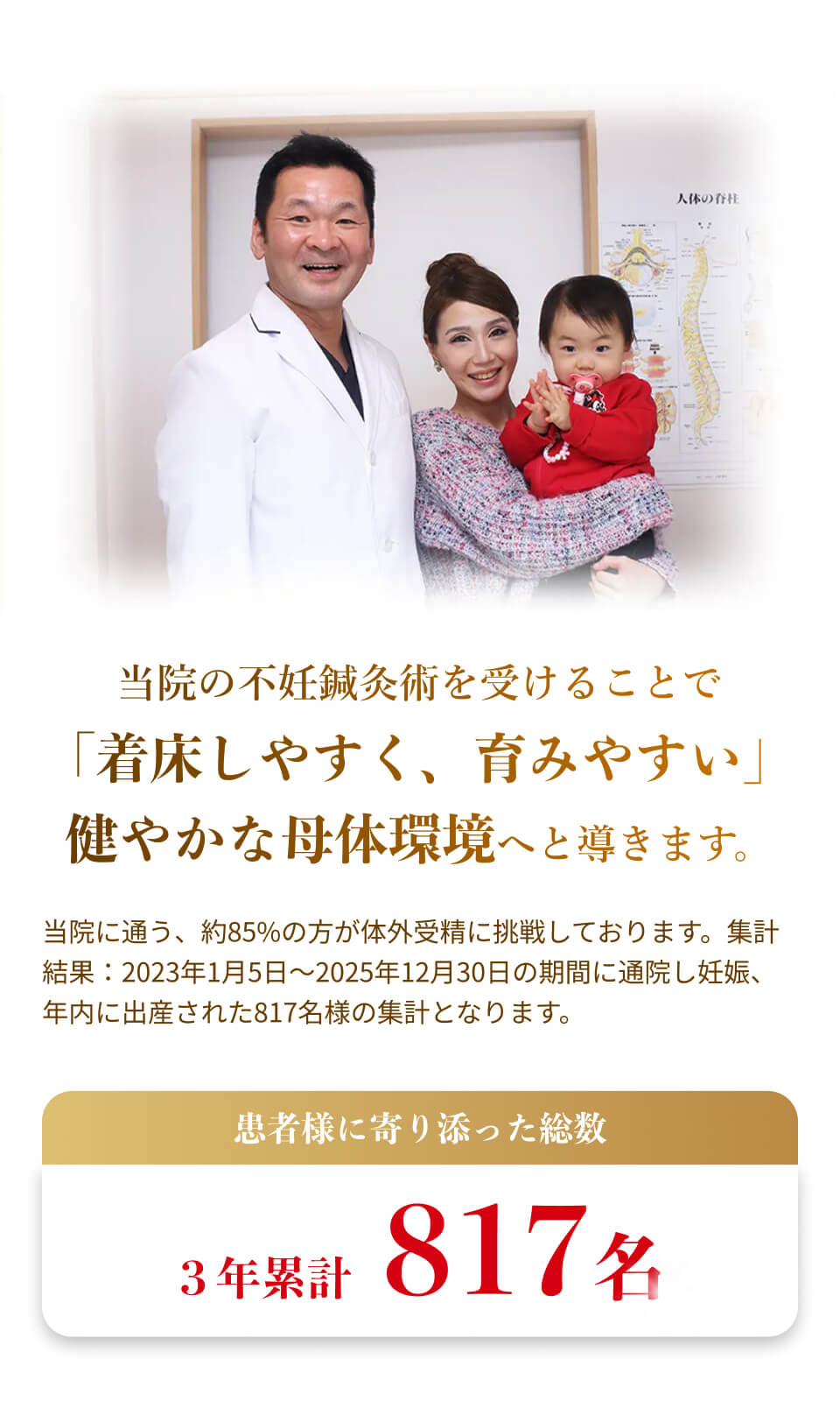当院の不妊鍼灸術を受けることで「着床しやすく、育みやすい」健やかな母体環境へと導きます。